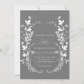 Invitation Fleur sauvage Silhouette Wreath Mariage Grey (Devant)