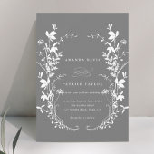 Invitation Fleur sauvage Silhouette Wreath Mariage Grey