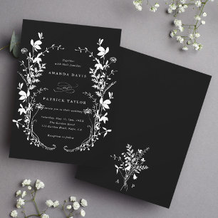 Invitation Fleur sauvage Silhouette Wreath Mariage noir