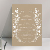 Invitation Fleur sauvage Silhouette Wreath Mariage Tan
