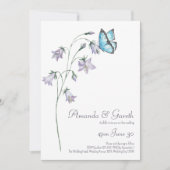 Invitation Fleur sauvage simple aquarelle Mariage papillon (Devant)