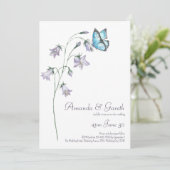 Invitation Fleur sauvage simple aquarelle Mariage papillon (Debout devant)