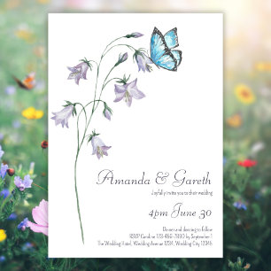 Invitation Fleur sauvage simple aquarelle Mariage papillon