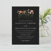 Invitation Fleur sauvage simple Automne noir et blanc Mariage (Debout devant)