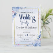 Invitation Fleur sauvage simple bleu clair moderne (Debout devant)