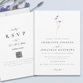 Invitation Fleur sauvage simple Elegant Script QR code Mariag