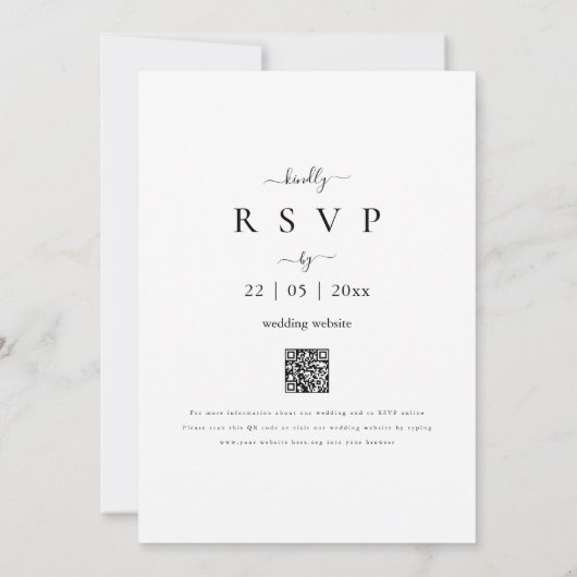 Invitation Fleur sauvage simple Elegant Script QR code Mariag (Dos)