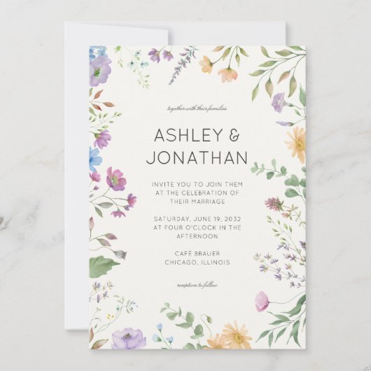 Invitation Fleur sauvage simple et intemporel Mariage blanc i (Devant)