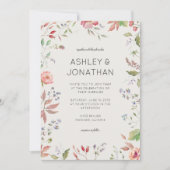 Invitation Fleur sauvage simple et intemporel Mariage d'albât (Devant)