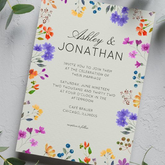 Invitation Fleur sauvage simple et intemporel Sage Mariage ve