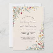 Invitation Fleur sauvage simple Fern Beige Mariage détails et (Devant)