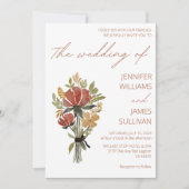 Invitation Fleur sauvage simple Mariage en terre cuite (Devant)