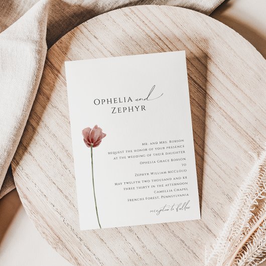 Invitation Fleur sauvage simple | Mariage traditionnel