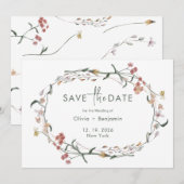 Invitation Fleur sauvage Simple Nimal Wedding Enregistrer La  (Devant / Derrière)