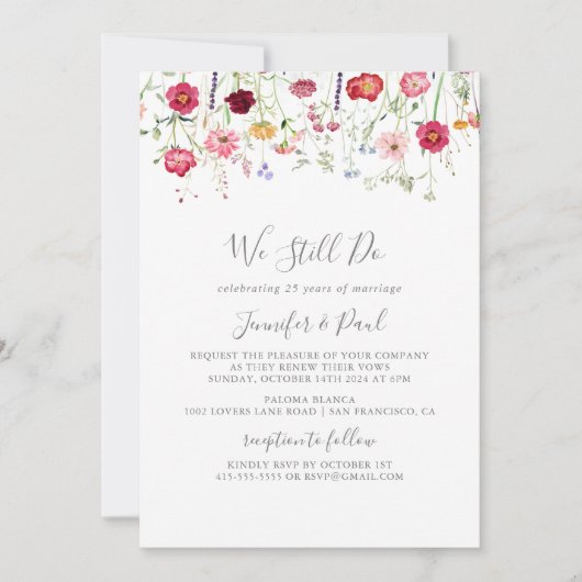 Invitation Fleur sauvage Simple Nous Faisons Toujours Vow Ren (Devant)