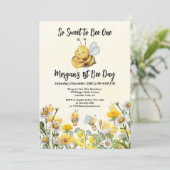 Invitation Fleur sauvage So Sweet Bee One 1st Bee Day Anniver (Debout devant)