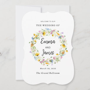 Invitation Fleur sauvage Spring floral Wreath minimaliste