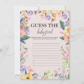 Invitation Fleur sauvage Spring Guess the Baby Food Game Card (Dos)