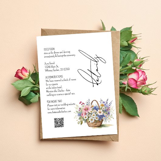 Invitation Fleur sauvage Spring Summer mariage de automne Dét