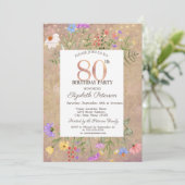 Invitation Fleur sauvage String Lights 80e anniversaire Invit (Debout devant)