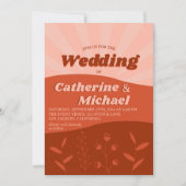 Invitation Fleur sauvage Super rétro Terracotta Mariage orang (Devant)