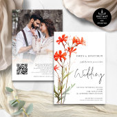 Invitation Fleur sauvage superposition photo QR Code Script M