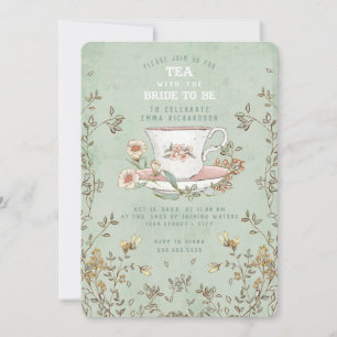 Invitation Fleur sauvage Tea Party Sage Green Fête des mariée
