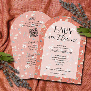 Invitation Fleur sauvage Terracotta All in One Baby shower