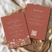 Invitation Fleur sauvage Terracotta All in One QR Code Mariag