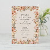 Invitation Fleur sauvage Terracotta Floral Aquarelle Mariage (Debout devant)