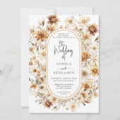 Invitation Fleur sauvage Terracotta Floral Boho Mariage QR Co (Devant)