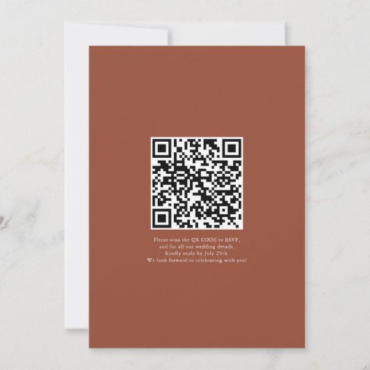 Invitation Fleur sauvage Terracotta Floral Mariage QR Code (Dos)