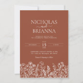 Invitation Fleur sauvage Terracotta Minimaliste Mariage Monog (Devant)