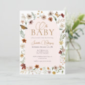 Invitation Fleur sauvage thème Baby shower fille (Debout devant)