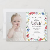 Invitation Fleur sauvage Thème Fille 1er anniversaire Photo (Devant)