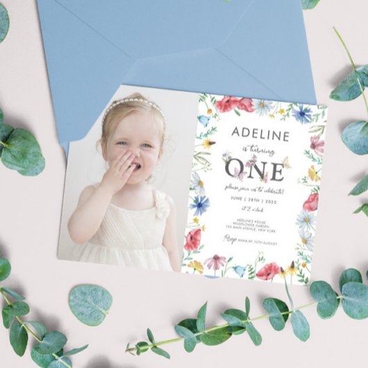 Invitation Fleur sauvage Thème Fille 1er anniversaire Photo
