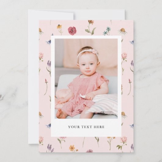 Invitation Fleur sauvage Thème Fille 1er anniversaire Photo (Dos)