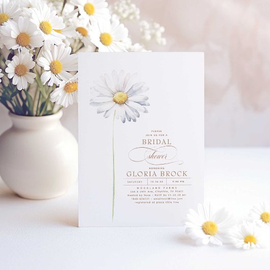 Invitation Fleur sauvage Thème White Daisy Flower Fête des ma