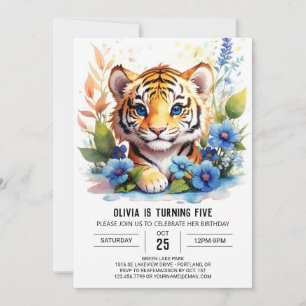 Invitation Fleur sauvage Tiger Boy Anniversaire