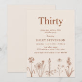 Invitation Fleur sauvage Trente Terracotta beige 30e annivers (Devant / Derrière)
