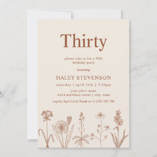 Invitation Fleur sauvage Trente Terracotta beige 30e annivers