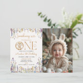 Invitation Fleur sauvage Un Lapin Tourne Un 1Er Anniversaire (Debout devant)