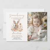 Invitation Fleur sauvage Une Petite Lapine Photo Anniversaire (Devant)
