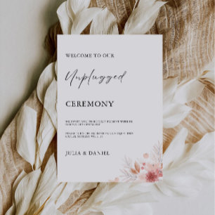 Invitation Fleur sauvage Unplugged Ceremony Mariage Sign,