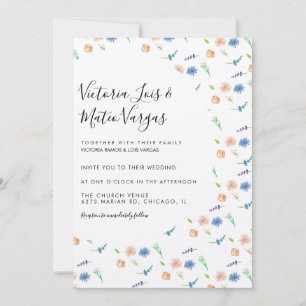 Invitation Fleur sauvage vert floral Mariage d'aquarelle