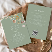 Invitation Fleur sauvage vert Sage tout en un Mariage de code
