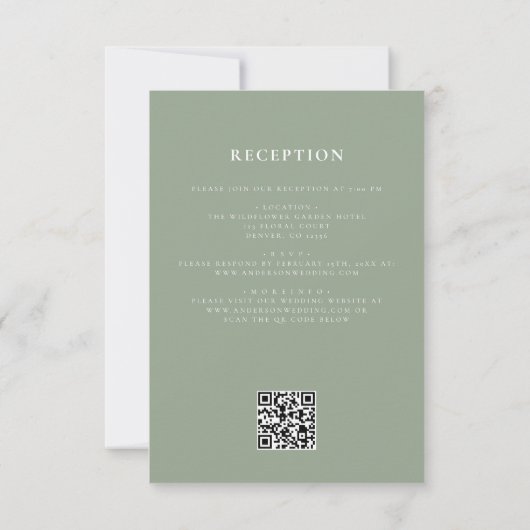 Invitation Fleur sauvage vert Sage tout en un Mariage de code (Dos)