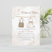 Invitation Fleur sauvage Vêtements de bébé espagnol Révélatio (Debout devant)