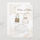 Invitation Fleur sauvage Vêtements de bébé espagnol Révélatio (Devant / Derrière)