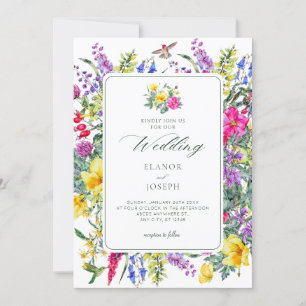 Invitation Fleur sauvage vintage Floral Bouquet mariage